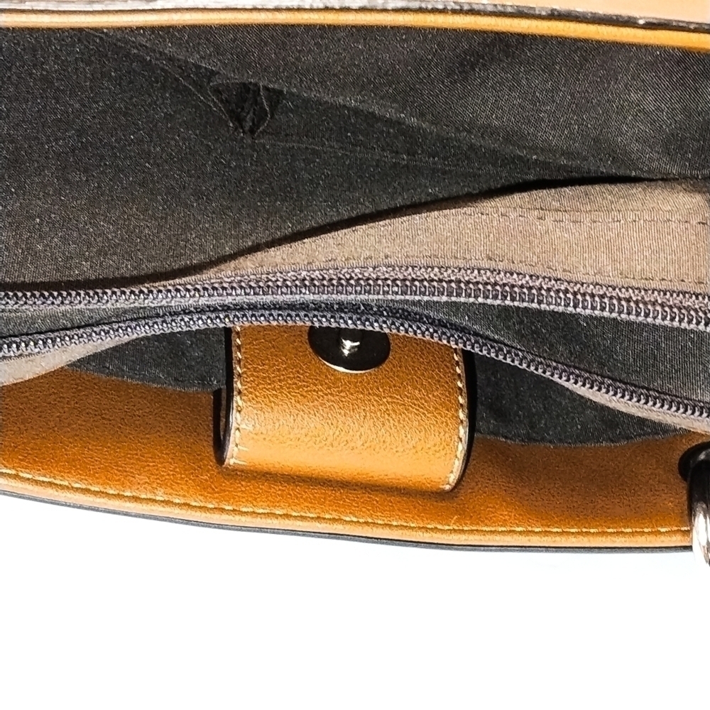 Classic Cognac Brown Faux Leather Tote Bag – Everyday Shoulder Purse - Picture 5 of 12